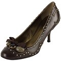 Miu Miu Brown Leather Pump with Stud & Jewel