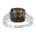 14k Gold 1/8ct TDW Diamond Smokey & Quartz Ring