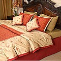 Hand-printed Maroon Cotton Duvet Cover Set (Pakistan)