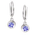 Sterling Silver Blue Violet CZ Leverback Earrings