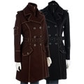 Justsweet Women's Belted Trench Coat with Knit Bib