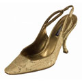 Dolce & Gabbana Gold Canvas Design Slingbacks