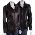 Jones New York Lamb Leather Stitch Detail Coat