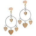 14k Two-tone Gold Pink Hearts Earrings