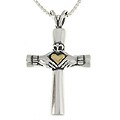 14k Gold and Silver Claddagh Cross Pendant
