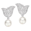 Cultured South Sea Pearl 3-1/2ct TDW Diamond Earrings (13 mm)
