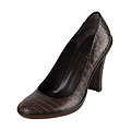 Celine Mahogany Embossed Leather Pumps