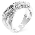 Silvertone Criss-cross Cubic Zirconia Ring