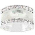 Silvertone Mother of Pearl CZ Eternity Band