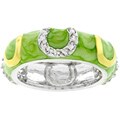 Silvertone Enamel and CZ Horseshoe Eternity Band