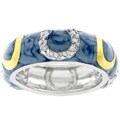 Silvertone Enamel and CZ Horseshoe Eternity Band