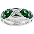 Silvertone Green Enamel CZ Eternity Band