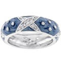 Silvertone Blue Enamel CZ Eternity Band