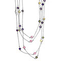 Sterling Silver Multicolor CZ By the Yard Necklace (60-inch)