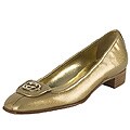 Gucci Gold Leather Logo Flats