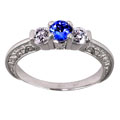 14k White Gold Diamond and Tanzanite Ring