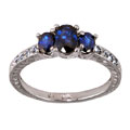 14k White Gold 1/10ct TDW Diamond Sapphire Ring