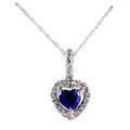 10k White Gold 1/8ct TDW Diamond Sapphire Pendant
