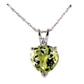 14k White Gold Diamond and Green Amethyst Pendant