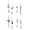 Silver Butterfly Crystal FW Pearl Earrings