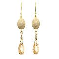 Matte Goldtone Champagne CZ Drop Earrings
