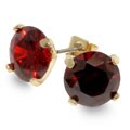 Goldtone Oval Red CZ Stud Earrings