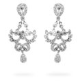 Silvertone Cubic Zirconia Owl Chandelier Earrings