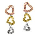 Sterling Silver Multi Color Heart Drop Earrings