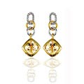 Two-tone Champagne CZ Drop Earrings