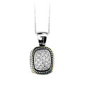 Two-tone Designer inspired CZ Square Pendant