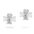 Silvertone Cat's Eye and CZ Flower Earrings
