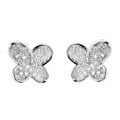 Silvertone Cubic Zirconia Butterfly Stud Earrings