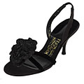 Ferragamo Black Velvet Slingbacks with Flower