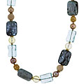 Gold Overlay Blue Kyanite, Citrine, Pearl Necklace