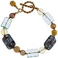 Gold Overlay Blue Kyanite - Citrine - Pearl Bracelet