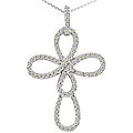14k White Gold 3/8ct TDW Diamond Cross Necklace