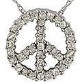 10k White Gold 1/4ct TDW Diamond Peace Sign Pendant