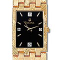 Bulova Men's Black Dial Goldtone Diamond Watch