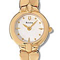 Bulova Women's White Dial Goldtone Watch