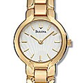 Bulova Women's White Dial Goldtone Watch