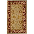 Hand-spun Wool Ivory Red Ancestry Rug (2' x 3')