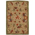 Descent Green/ Beige Wool Rug (2' x 3')
