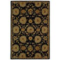 Hand-spun Wool Navy Medallions Rug (6' x 9')