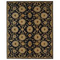 Hand-spun Medallions Navy Wool Rug (8' x 10')