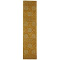 Hand-spun Medallions Gold Wool Runner (2'3 x 8')