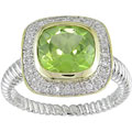 14k White Gold 1/8ct TDW Diamond Peridot Ring