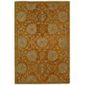 Hand-spun Medallions Red Wool Rug (5' x 8')