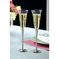 Rhinestone Accent/ Brushed Base Champagne Flutes (Set of 2)