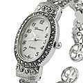 Geneva Platinum Marcasite Oval Face Women's Watch