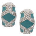Sterling Silver Enamel CZ Earrings